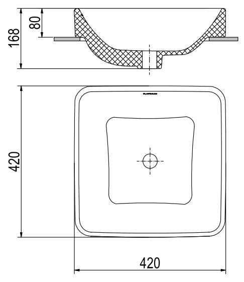 Bản vẽ lavabo Viglacera P.22.320 Platinum dòng 320