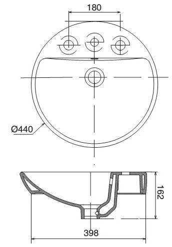 Bản vẽ lavabo Viglacera V26 đặt bàn