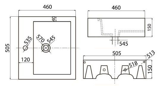 Bản vẽ kỹ thuật chậu rửa mặt V42