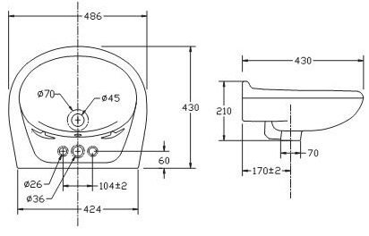 Bản vẽ lavabo VTL3 VI5 Viglacera