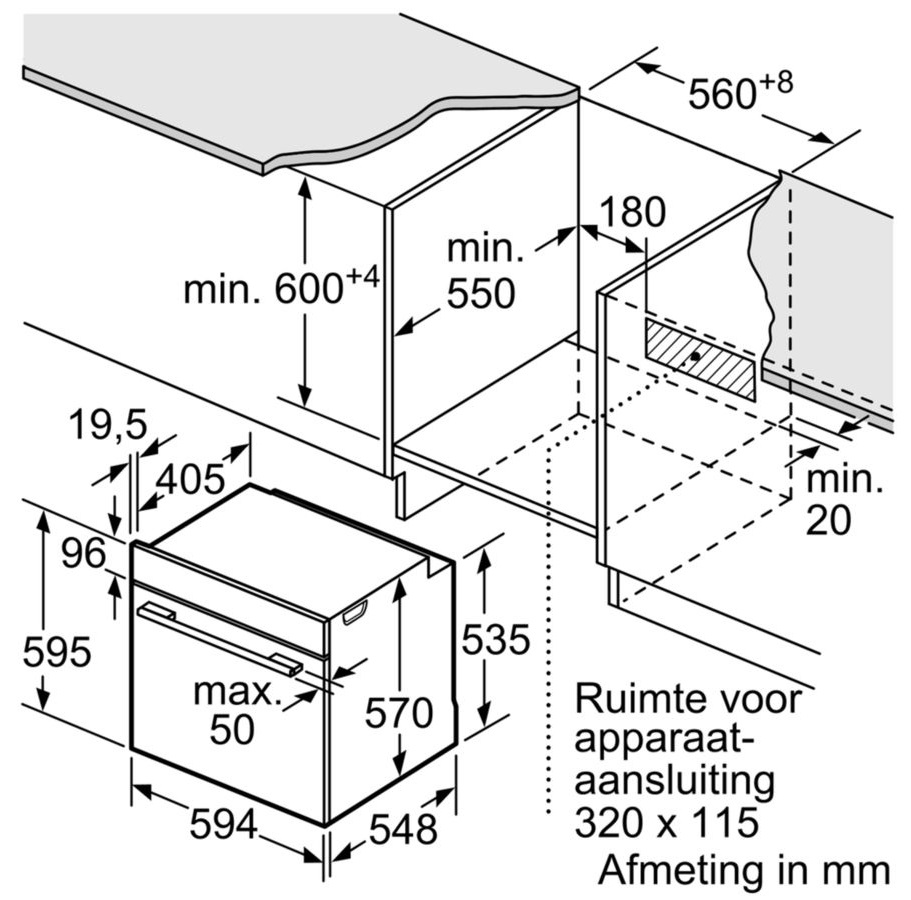 Bản vẽ lò nướng âm tủ 71L HMH HBA534BS0A Bosch