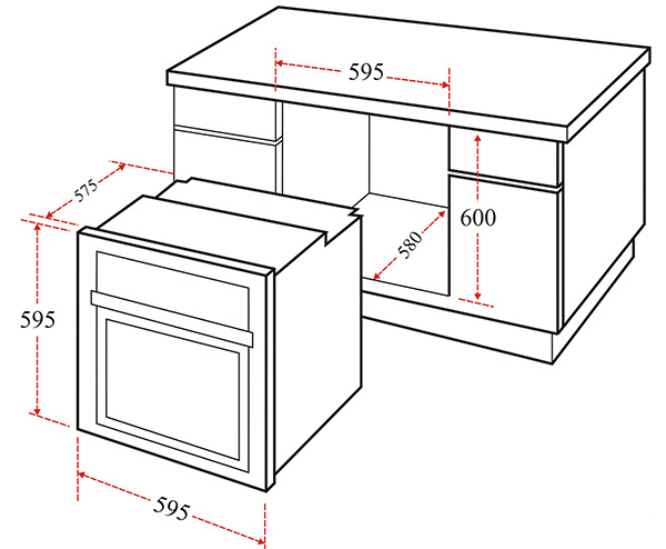 Bản vẽ kỹ thuật EHBO600B lò nướng âm tủ Chefs