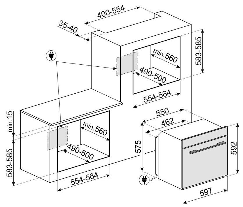 Bản vẽ lò nướng âm tủ Hafele SO6102TS