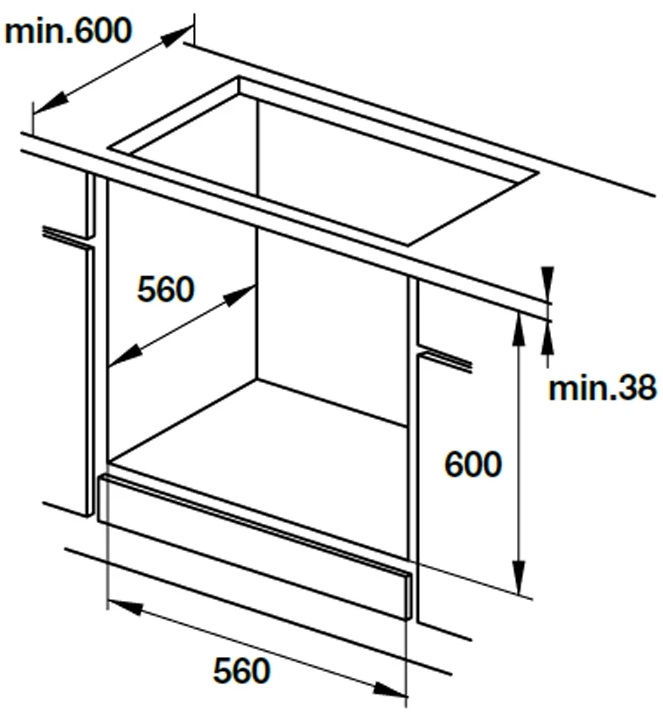 Bản vẽ lò nướng âm tủ Hafele HO-KT60A9 535.02.611