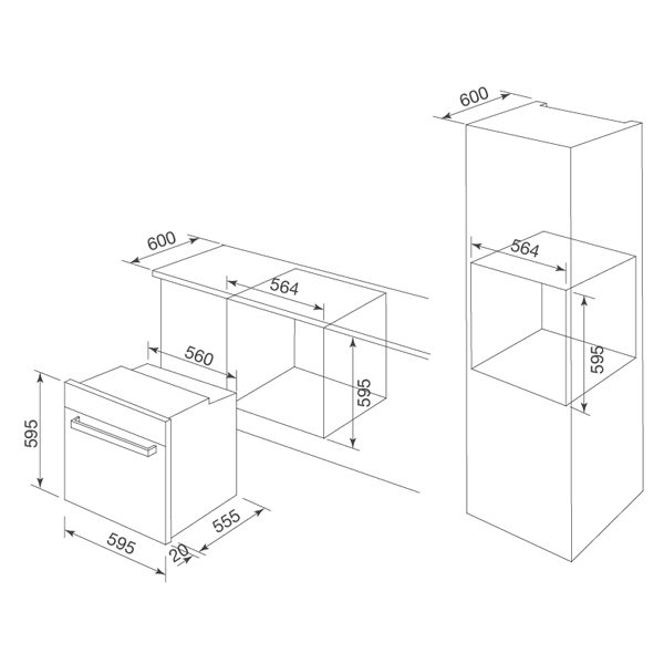 Bản vẽ kỹ thuật lò nướng âm tủ Malloca MOV-72 PYRO