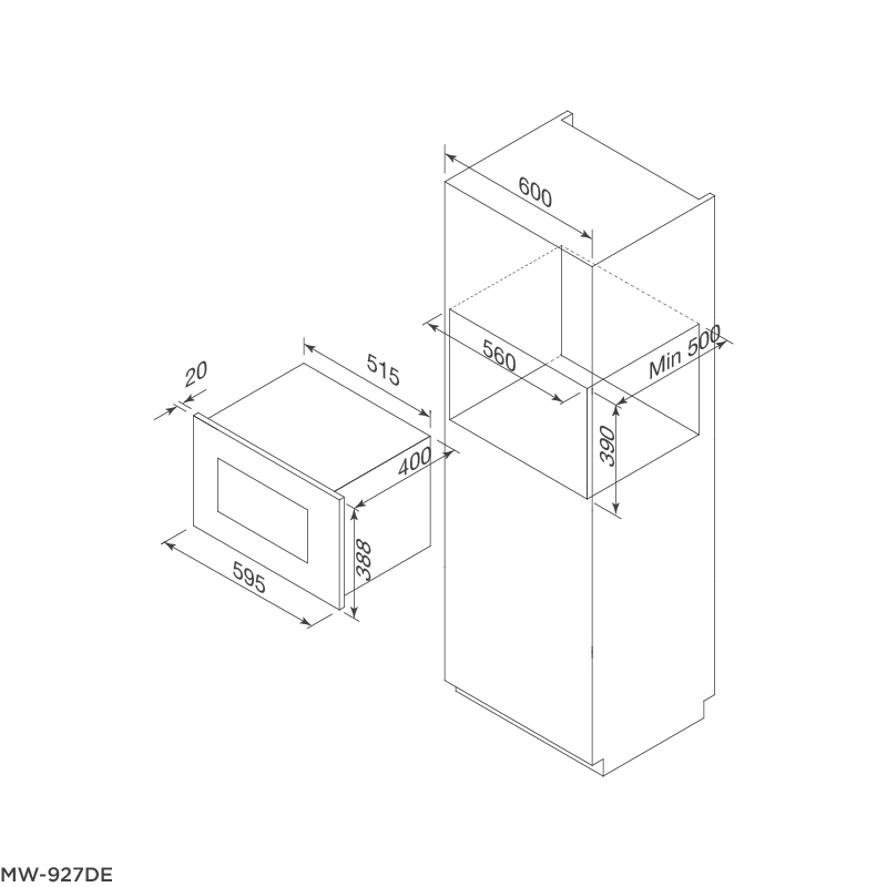 Bản vẽ kỹ thuật lò vi sóng Malloca MW-927DE