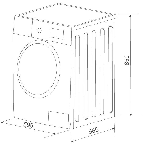 Bản vẽ máy giặt Malloca độc lập MWM09SIL​​​​​​​ độc lập