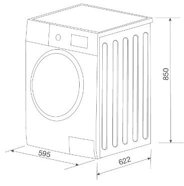 Bản vẽ máy giặt Malloca độc lập MWMC1903E​​​​​​​ độc lập