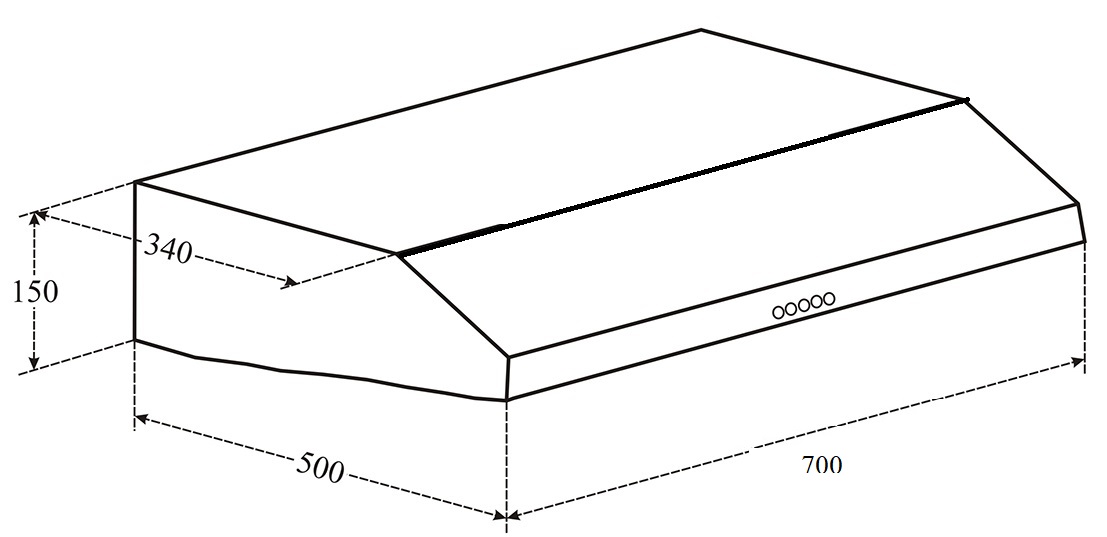 Bản vẽ máy hút khói khử mùi gắn tường EH 70CF19B Eurosun