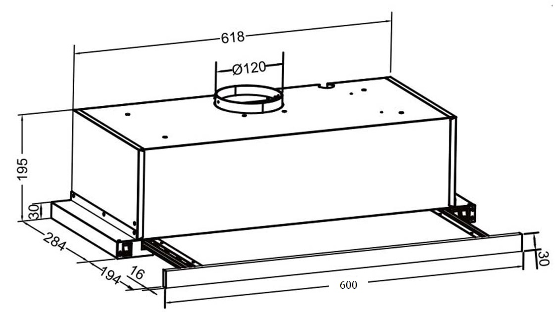 Bản vẽ máy hút khói khử mùi âm tủ EH 60AF85B Eurosun 