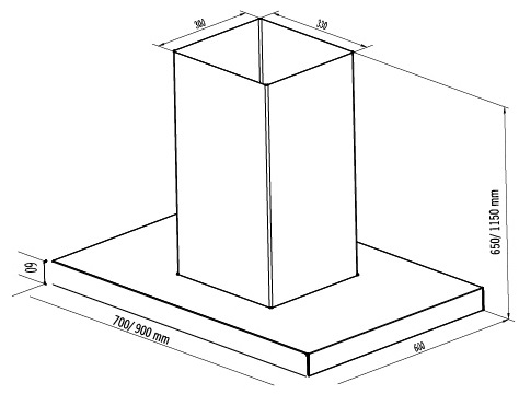 Bản vẽ máy hút khói khử mùi gắn tường EH 70AF75 Eurosun