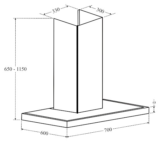 Bản vẽ máy hút khói khử mùi gắn tường EH 70AF88 Eurosun 