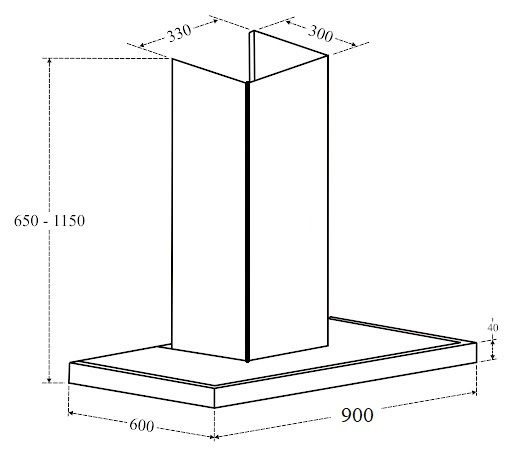 Bản vẽ máy hút khói khử mùi gắn tường EH 90AF88 Eurosun 