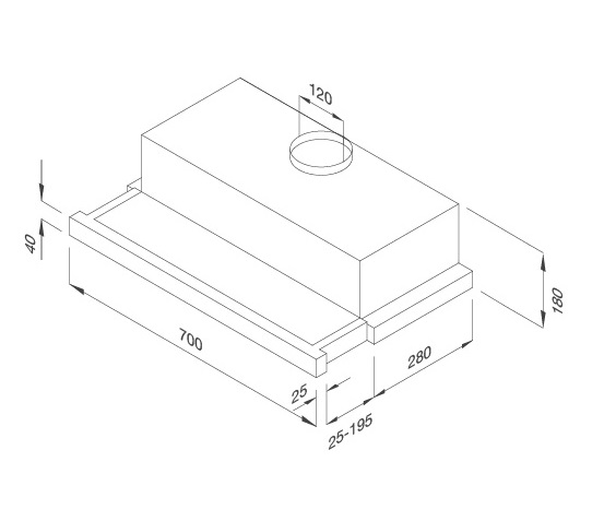 Bản vẽ kỹ thuật máy hút mùi áp tường K1507 Malloca