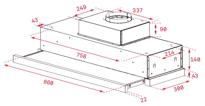 Bản vẽ kỹ thuật máy hút mùi Teka 40436860​ CNL 9815