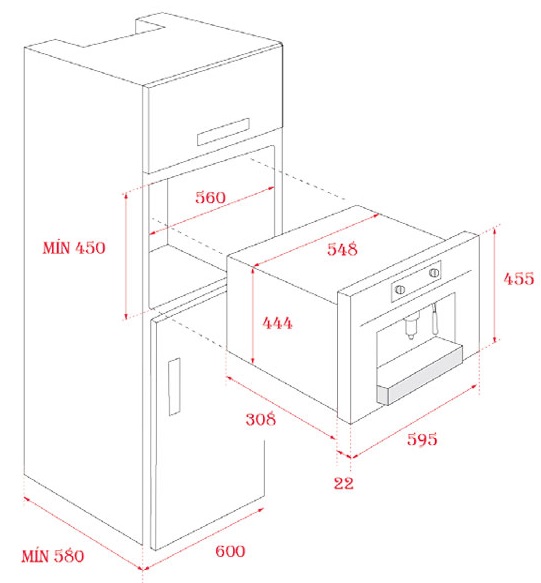 Bản vẽ máy pha chế cà phê Teka 40589513 âm tủ