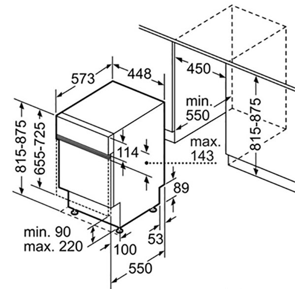 Bản vẽ máy rửa chén bán âm HMH SMS88TI03E Bosch