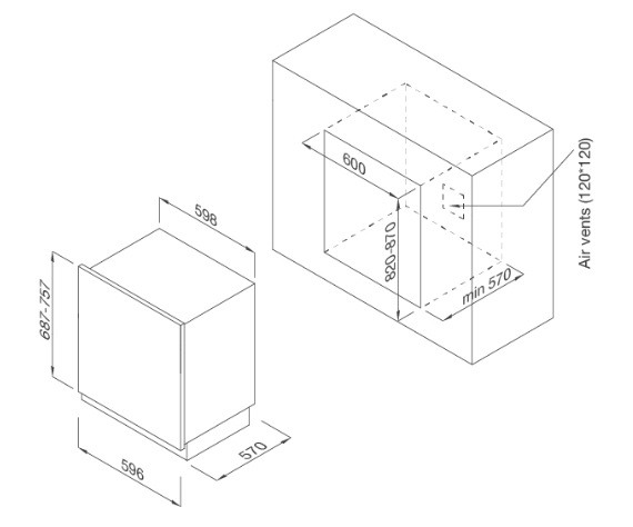 Bản vẽ kỹ thuật máy rửa chén Malloca MDW14B09FI âm tủ