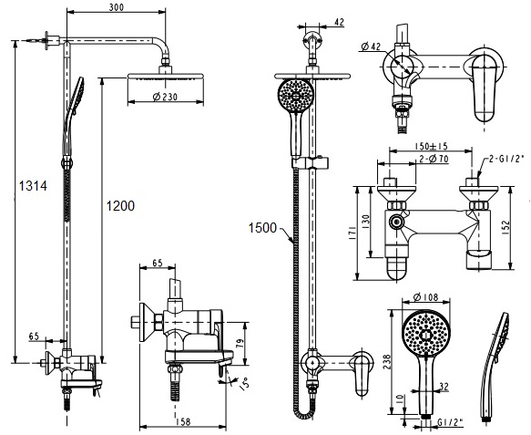 Bản vẽ kỹ thuật sen cây American WF 9089 E