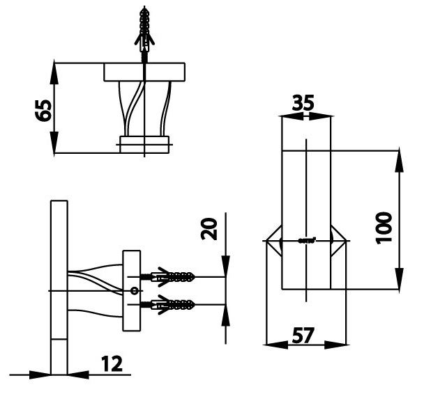 Bản vẽ kích thước móc áo CT0061-BL HM đơn Cotto