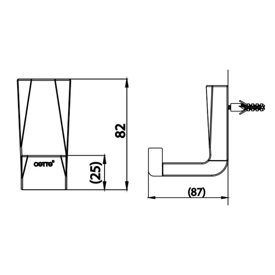 Bản vẽ kĩ thuật kích thước móc áo CT0111  Cotto 