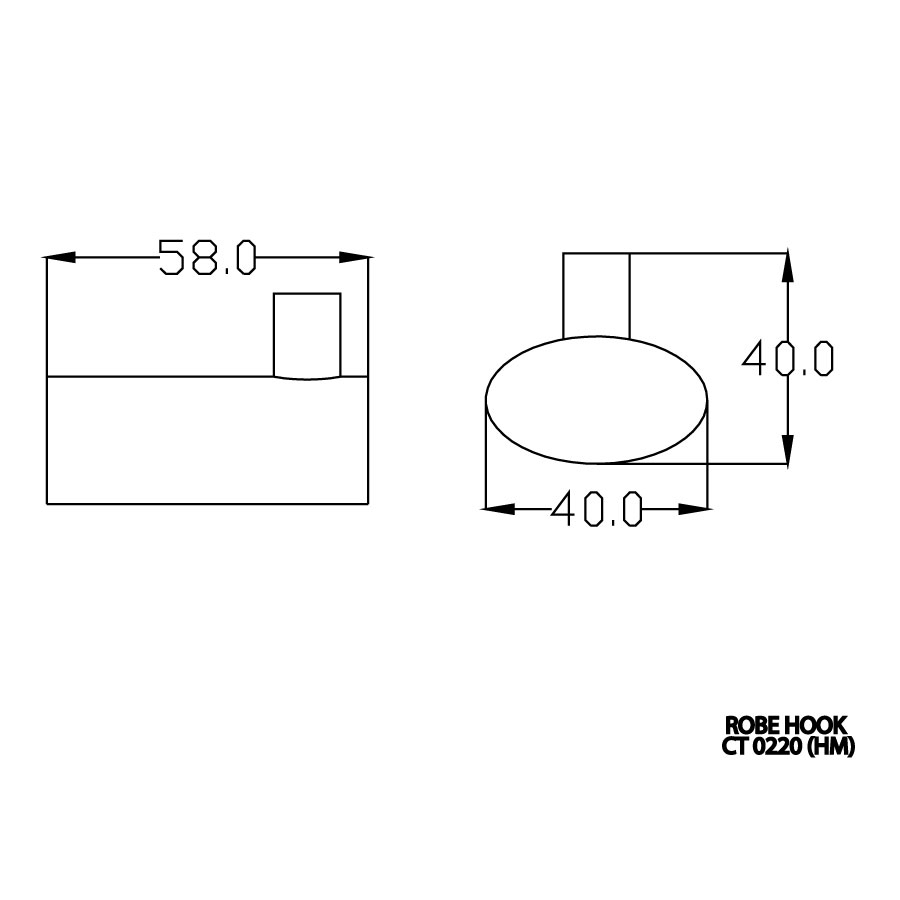 Bản vẽ kĩ thuật móc áo đơn CT0021WD(HM) Cotto