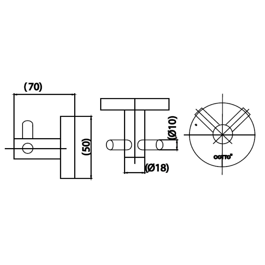 Bản vẽ kĩ thuật móc áo đơn CT0293#SA(HM) Cotto