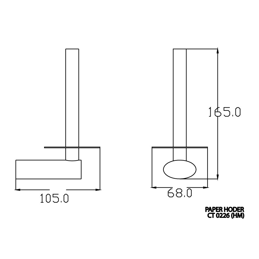 Bản vẽ kích thước móc giấy COTTO CT0226 HM