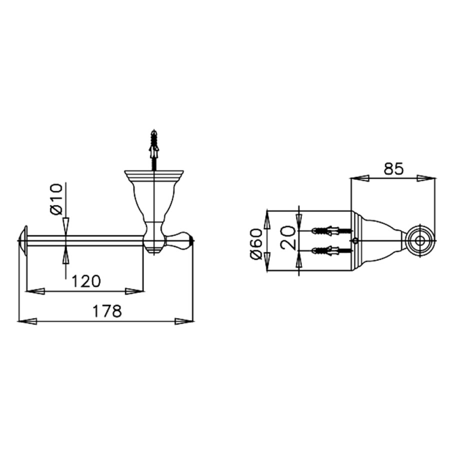 Bản vẽ kích thước móc giấy COTTO CT044 HM