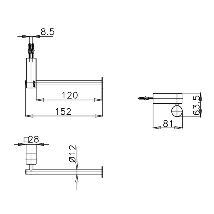 Bản vẽ kích thước móc giấy COTTO CT884 HM