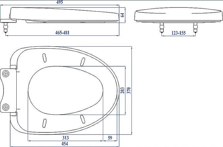 Bản vẽ kích thước nắp nhựa 491000S-WT American đóng êm