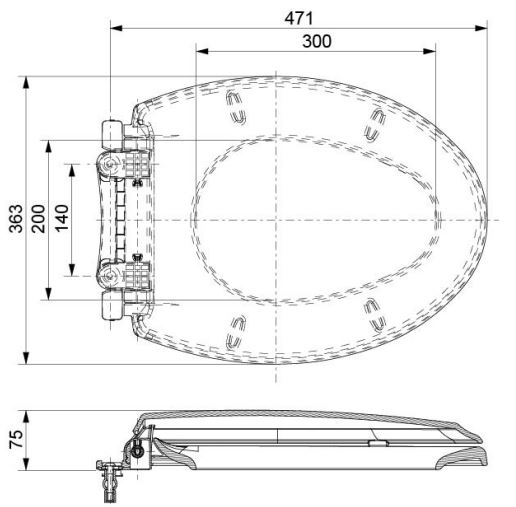 Bản vẽ nắp nhựa TOTO TC507CVK rơi êm