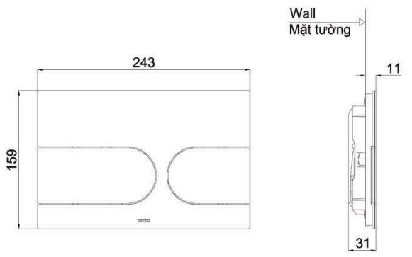 Bản vẽ kích thước nắp nhấn xả TOTO MS175MMSS