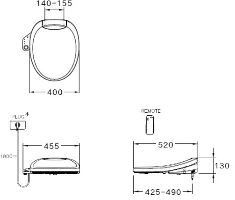 kích thước nắp rửa điện tử C 9207 Cotto