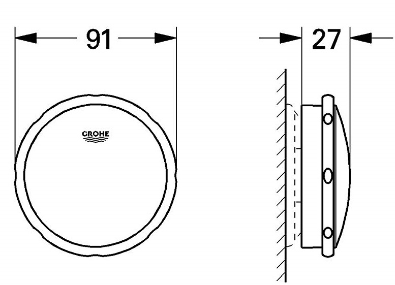 Bản vẽ núm xả tràn bồn tắm nằm 19025000 Grohe 