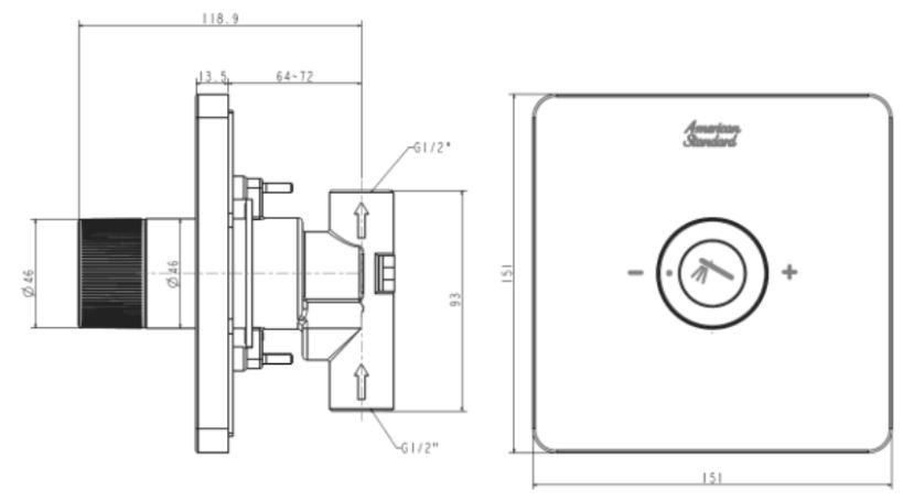 Bản vẽ nút điều chỉnh tay sen FFAS0925 American