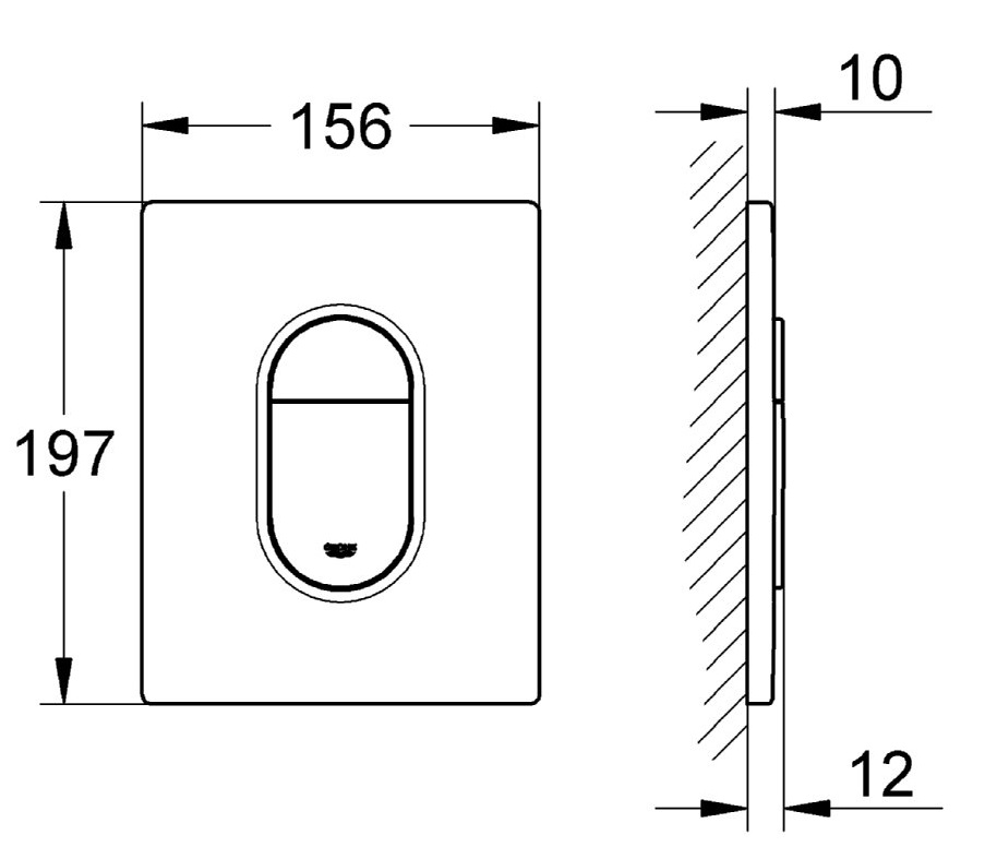 Bản vẽ nút nút xả nhấn gắn tường 38844000 Grohe