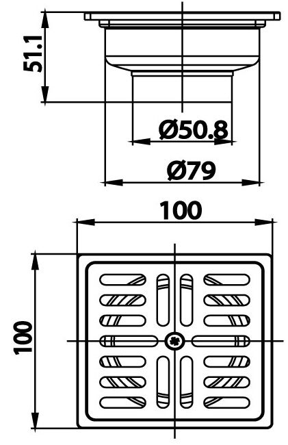 Bản vẽ kích thước phểu thoát sàn Cotto CT697Z2P HM