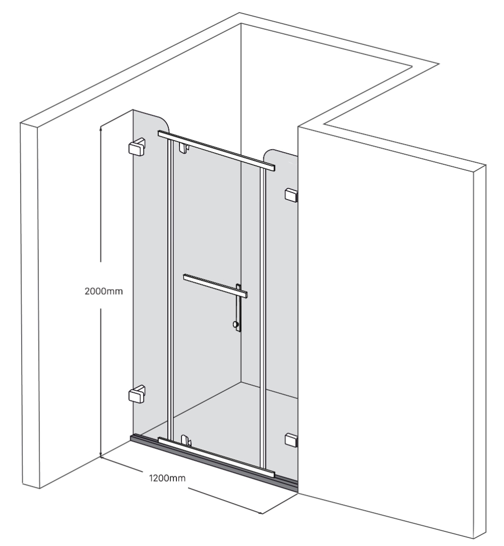 Bản vẽ kích thước vách kính phòng tắm Fendi FDP-1X3 1 vách