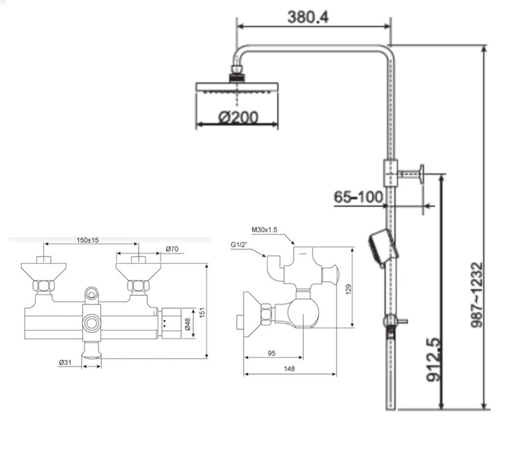 Bản vẽ kỹ thuật sen cây american standard WF2772 D200