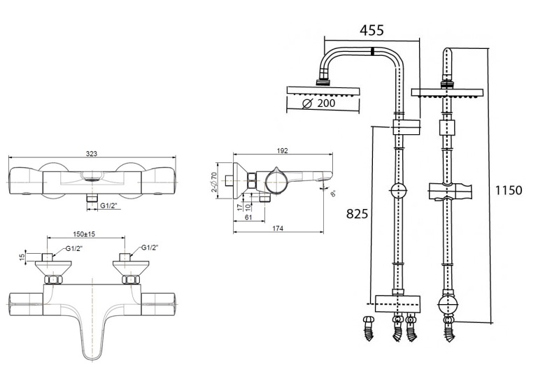 Bản vẽ kỹ thuật sen cây American Standard WF4949 WF9071