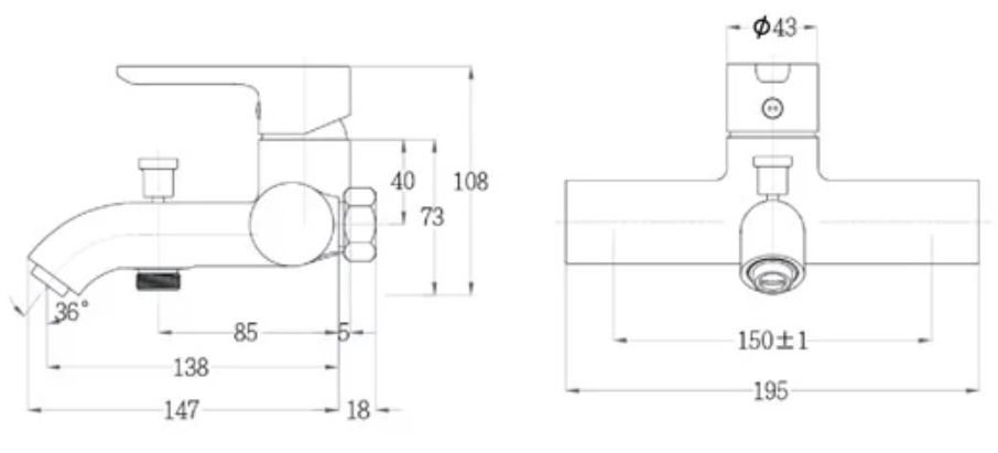 Bản vẽ kỹ thuật vòi sen tắm nóng lạnh caesar S523C