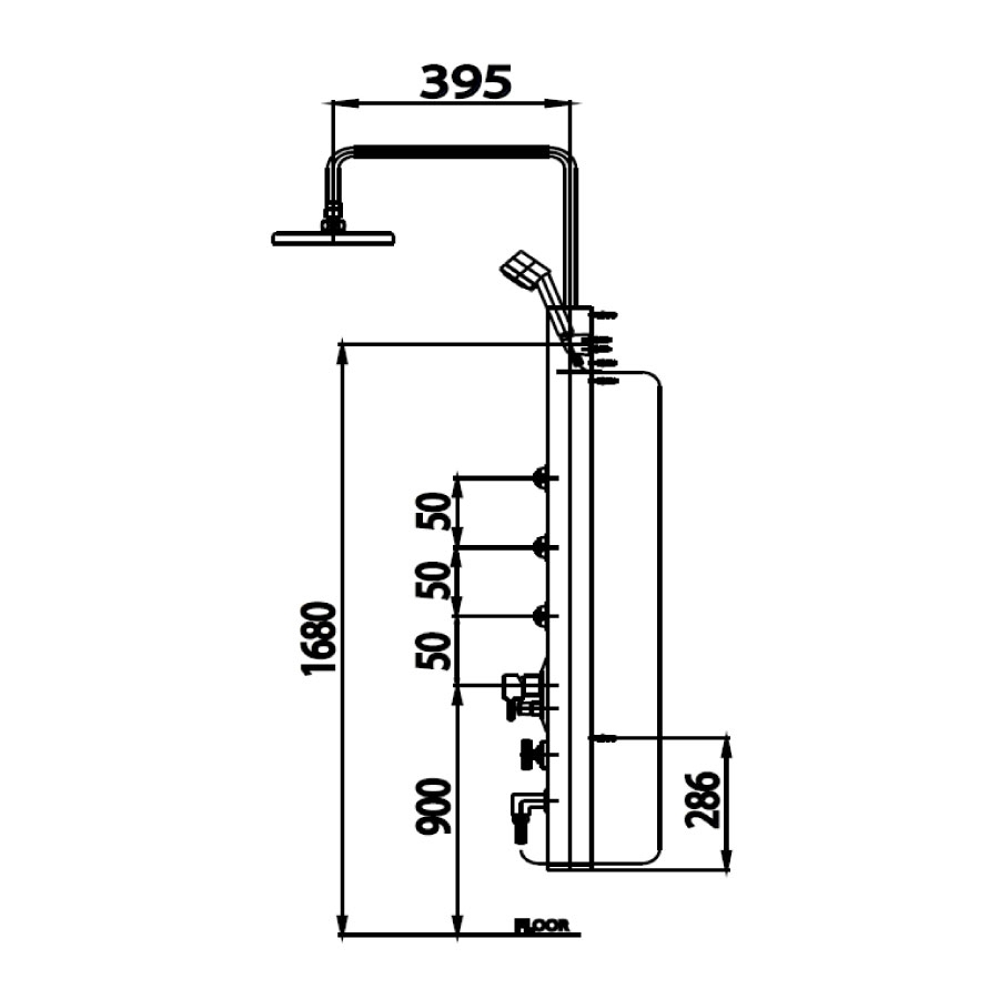 kích thước sen thuyền nóng lạnh CT842 Cotto