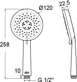 Bản vẽ tay sen A-6099-WT-HS American