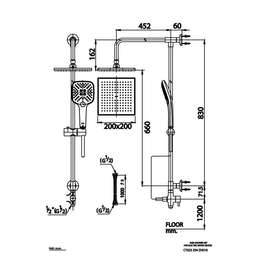 kích thước thân sen cây CT 623Z95ZH018 Cotto