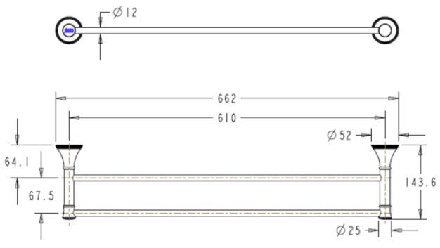 ​Bản vẽ kích thước thanh treo khăn đôi WF0294 American