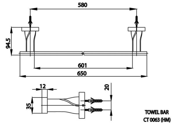 kĩ thuật thanh vắt khăn  CT0063 WH HM cotto 