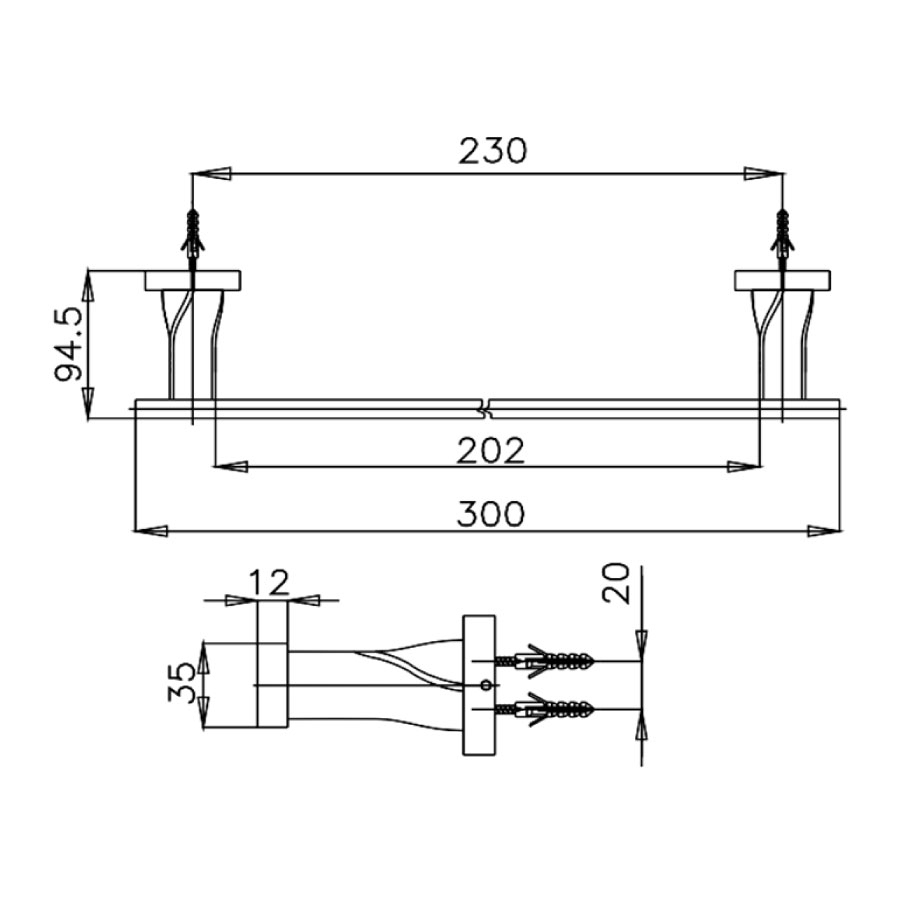 Bản vẽ kĩ thuật thanh vắt khăn CT0064 HM cotto 