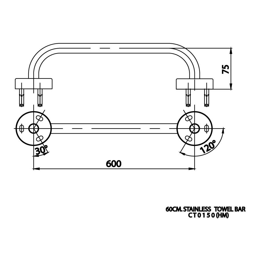 Bản vẽ kĩ thuật thanh treo khăn CT0150(HM) Cotto 