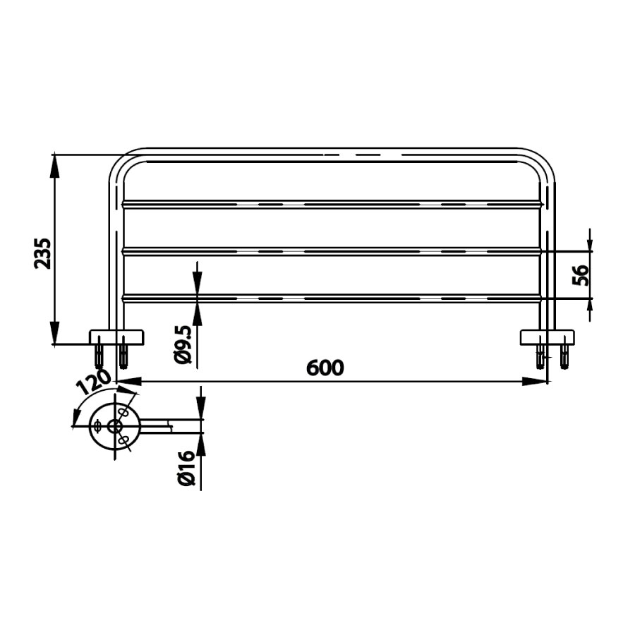 Bản vẽ kĩ thuật thanh vắt khăn CT0150 HM cotto 